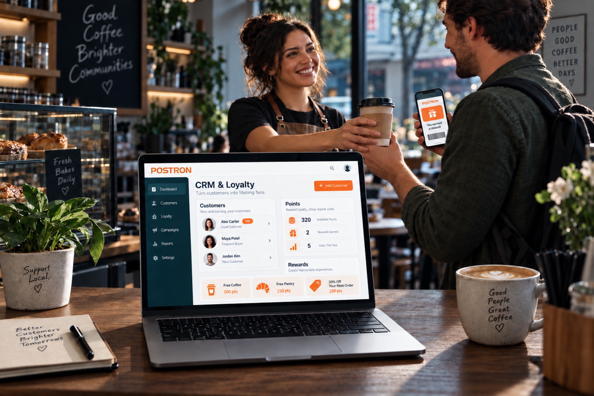 postron restaurant pos system send coupons with qr code